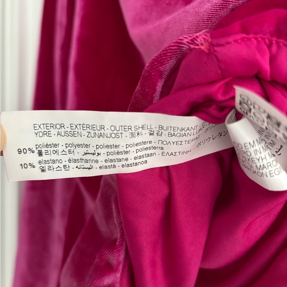 Zara Fuchsia Velvet Draped Long-Sleeve Bodysuit - Picture 4 of 7